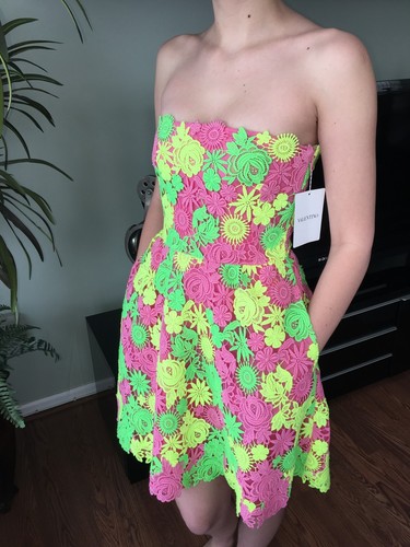 Nuovo abito sexy VALENTINO Guipure in pizzo floreale in pizzo taglia 44 8 10 $6 685