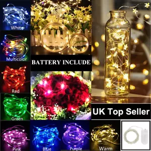 Fairy String Lights Micro Rice Copper Wire Xmas Light 10 LED Battery Operated - Picture 1 of 24