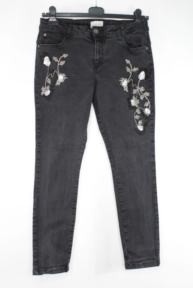 Cartoon Damen Jeans Mit Strass-Steinen – Gerade Passform, 76 Cm Schrittlänge, Trendy & Stylisch