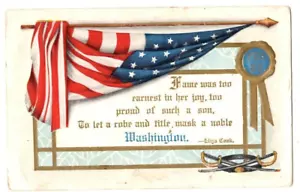 La fama era troppo seria nella sua gioia cartolina compleanno Washington bandiera in rilievo - Foto 1 di 2