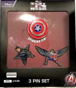 Disney ~ Marvel The Falcon Winter Soldier , Spinning Pin 3 Pin Set - Picture 1 of 3