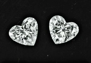 Loose Pair Heart Shape Diamonds 0.60 Ct F VS Natural Side stones Valentine's Day - Picture 1 of 12