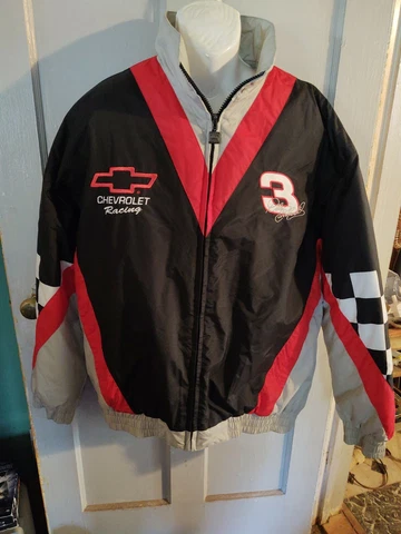 Vintage NASCAR Coat Jacket Dale Earnhardt Embroidered Zip Up Size XL Cover