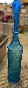 MCM Empoli Italian Turquoise Glass Decanter Genie Bottle 20.5” - Picture 1 of 3