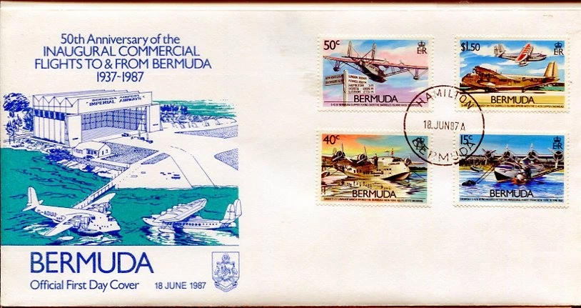 BERMUDA: FDC (1987) 50th Anniversary — Inaugural Flights to & from Bermuda - Image 1 of 1