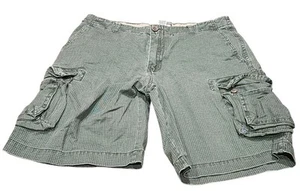 Izod Cargo Shorts Mens Size 32 Utility Wash Plaid Olive Green - Picture 1 of 12