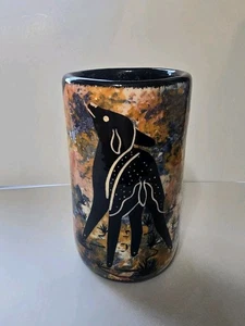 VTG Mana Trujillo Pottery Apache Native 5.5" Tumbler Deer colorful Art 1982 - Picture 1 of 8