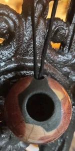 Mini ciotola ornamento vintage artigianale in argilla dipinta diametro 5" MX Ntv Amercn Sgnd - Foto 1 di 8