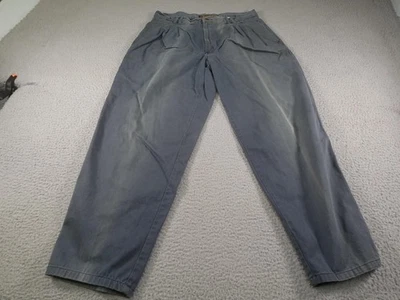 Vintage Bugle Boy Chino Pants Mens 36x28 Blue Preppy Pleated Front Cotton Twill - Image 1 of 4