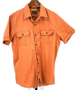 G. H. BASS & CO. Men's Large Orange Short Sleeve Cotton Blend Button Down Shirt - Picture 1 of 9