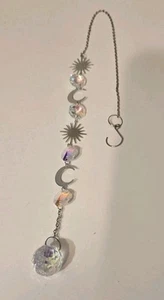 Hanging Sun Moon Dandle Plastic Crystal Decor Boho Celestial - Picture 1 of 8