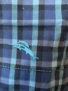 TOMMY BAHAMA Golf Shorts Mens 35 Blue Plaid Stretch GOLFWEAR Vacation Ready - Picture 1 of 4