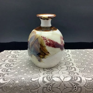Vintage 5” Studio Pottery Vase Drip Glaze Vase~Signed Ron Luberman - Picture 1 of 6