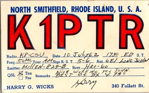 Radio Postcard - K1PTR - NORTH SMITHFIELD, RHODE ISLAND - Picture 1 of 2