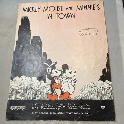 Mickey Mouse and Minnie's In Town Sheet Music 1933 Ann Ronell Disney Berlin - Image 1 of 4