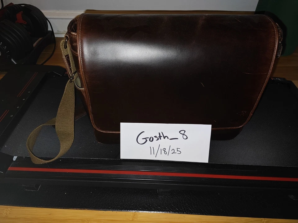 BUFFALO JACKSON Roosevelt leather satchel messenger bag large dark oak brown - Image 1 of 4