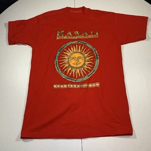 Camiseta Hawaiana Vintage Para Hombre Estampado Gráfico Roja Talla Mediana Puntada Única Años 90 - Imagen 1 de 6