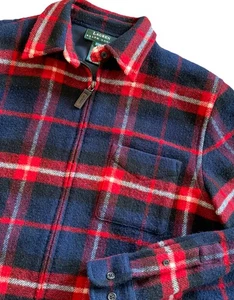 Chaqueta Lauren Ralph Lauren Hombres Lana Cremallera Azul Marino/Rojo Franela Sin Forro Talla M - Imagen 1 de 12