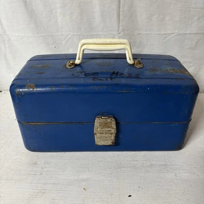 Caja de aparejos metálicos vintage Union Steel Chest EE. UU. *Nombre en la parte superior* Foto 1 de 4