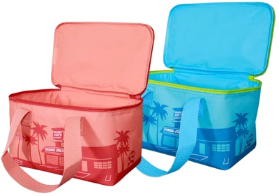 Limited Edition Trader Joe's Mini Insulated Tote Bags Peach & Teal - Image 1 of 4