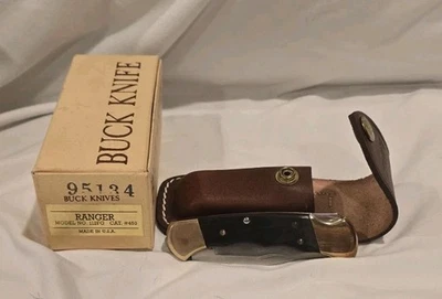 Faca Ranger Ranger Ranhurada Dedo Vintage 1980-81 Buck 112 FG com Bainha Original + Caixa - Imagem 1 de 4