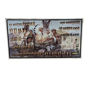 Vintage Speer Shells Chat Metal Tin Sign Dated 1992 Embossed Indian Mountain Man - Picture 1 of 15