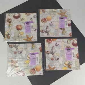 Hallmark Expressions Gift Wrap Ocean Seashells lot of 4 packages NOS sealed - Picture 1 of 11