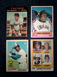 Lotto 4 Baseball 1971 1976 1978 Topps Dawson Eckersley Morris Blyleven HOF Rookie - Foto 1 di 5