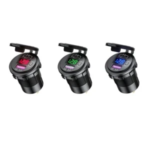 12V 24V Type C PD QC3.0 USB Car Fast Charger With Voltmeter ON OFF Switch - Zdjęcie 1 z 11