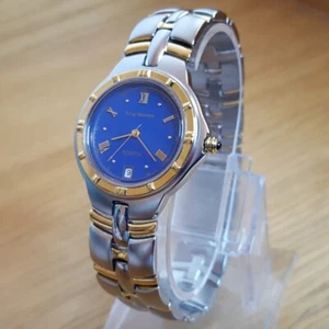 Herren Gold Silber klassische Regency Stye Krug-Baumen Regatta blau schmale Date Uhr - Bild 1 von 11