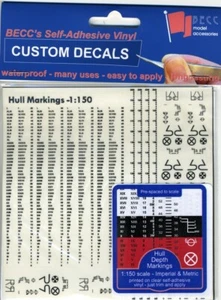 BECC Black 1:150 Imperial & Metric Depth Hull Waterline Markings – Model Boats - Picture 1 of 1