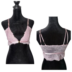 Auden Triangle Bralette Floral Lace Womens XS Adjustable Wireless Clasp Front - Bild 1 von 9