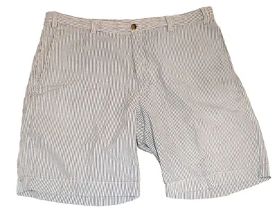 Pantalones Cortos Chinos Alan River Seersucker Caqui Para Hombre 38 Azul Rayas Algodón Foto 1 de 4