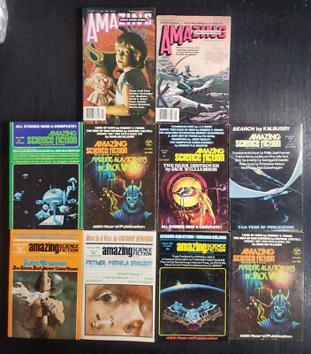 AMAZING SCIENCE FICTION PULP MAGAZINE 1970s LOT OF 10, GEORGE RR MARTIN, BRUNER - Image 1 of 4