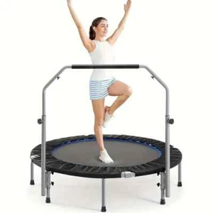 48" Black Collapsible Fitness Trampoline with Adjustable Handles - 330lb cap- - Picture 1 of 6