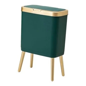 Trash Can with Lid,Small Bathroom Garbage Can with Lid, Plastic Trash Green - Picture 1 of 7