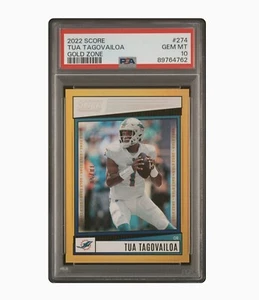 Tua Tagovailoa 2022 Panini Score Football 274 Gold Zone Foil SP #d/50 PSA 10 - Picture 1 of 2