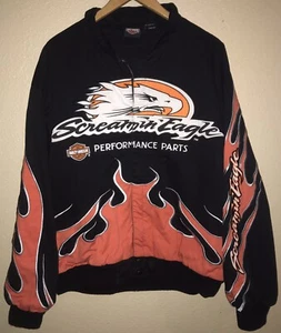 Harley Davidson Screamin Eagle Jacke Bomber orange schwarz Flammen Größe Large - Bild 1 von 6