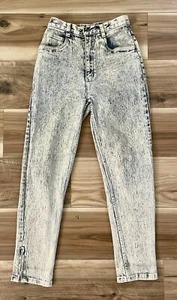 Jeans donna vintage Cristina lavaggio acido vita alta cerniera blu caviglia taglia 5/6 - Foto 1 di 4