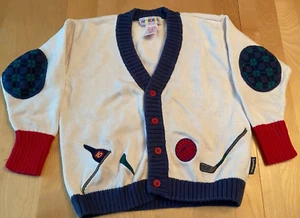 VINTAGE GYMBOREE EMBROIDERED GOLF CARDIGAN SWEATER HONG KONG MADE SZ MEDIUM - Picture 1 of 5