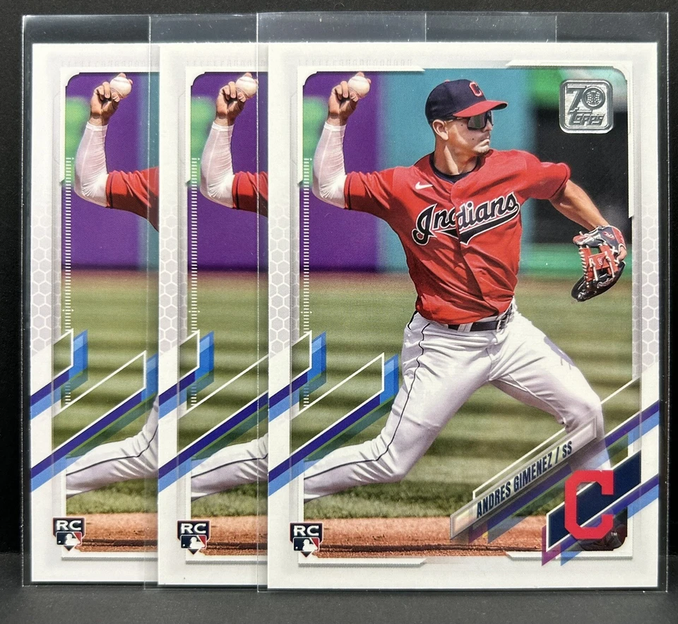 (3) Andres Gimenez 2021 Topps Update Series Baseball Rookie RC Guardians US65 - Image 1 of 2