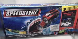 HOT WHEELS Racing SharkAttack Track 3 Cars Race Track Launcher Speedsterz - Picture 1 of 9