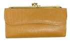 Amity Ladies Womens Tan Cowhide Leather Billfold Wallet Change Purse Clasp VTG
