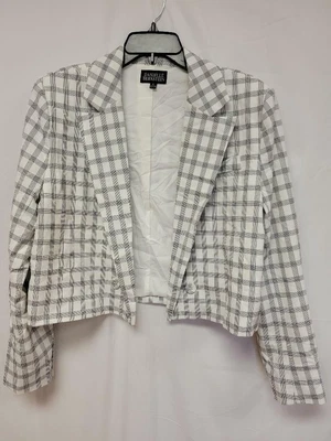 MSRP $99 Danielle Bernstein Womens Blazer White Plaid Size L - Image 1 of 2