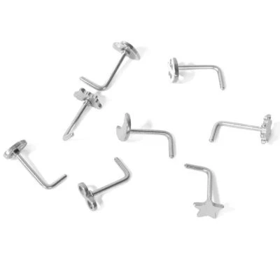 Set 8 X Naso Argento Lucchetto Stella Cuore Ancora Ruota Farfalla Luna 8 Gruppo - Immagine 1 di 2