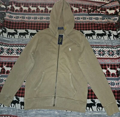 Men's Ralph Lauren Polo Loopback Full Zip Hoodie Rustic Tan - Image 1 of 4