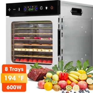 600W 194 ℉ Food Dehydrator Machine 8 Stackable Stainless Steel Trays Jerky Dryer - Picture 1 of 7