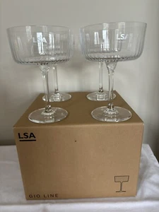 LSA Gio Line Champagne/Cocktail Glasses Saucers Set of 4 Clear 230ml BNIB RRP£45 - Picture 1 of 7