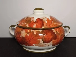 WCL HARVEST SOUP TUREEN Ceramic FALL LEAF Chilli Pot Server Bowl HAND PAINTED  - Picture 1 of 12