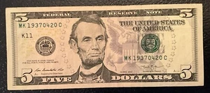 April 20th, 1937 Birthday Anniversary Bill $5 US Dollars Note *L@@K* 04-20-1937 - Picture 1 of 2